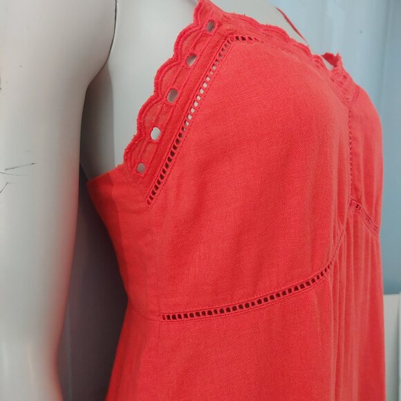 OLD NAVY Orange Dress Small Cami Top Midi Length Crochet Trim A Line Fall Season - Picture 9 of 15